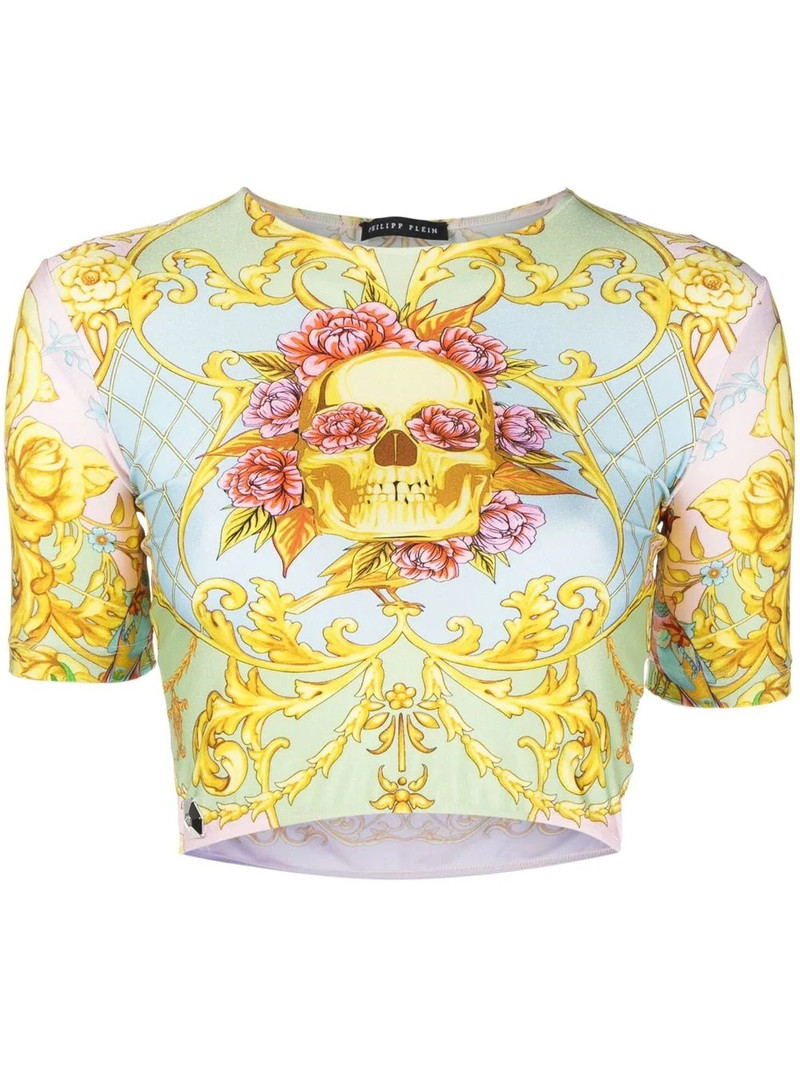 baroque-print crop-top 1