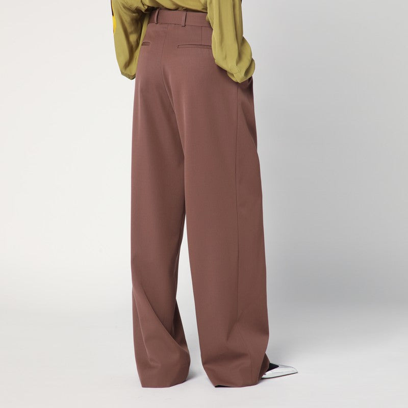Dries Van Noten Wide Taupe Cotton Trousers Women - 2