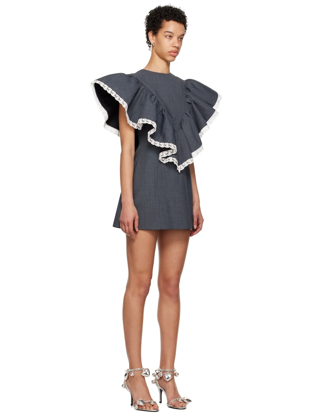 SSENSE Work Capsule – Gray Giant Ruffle Mini Dress - 2