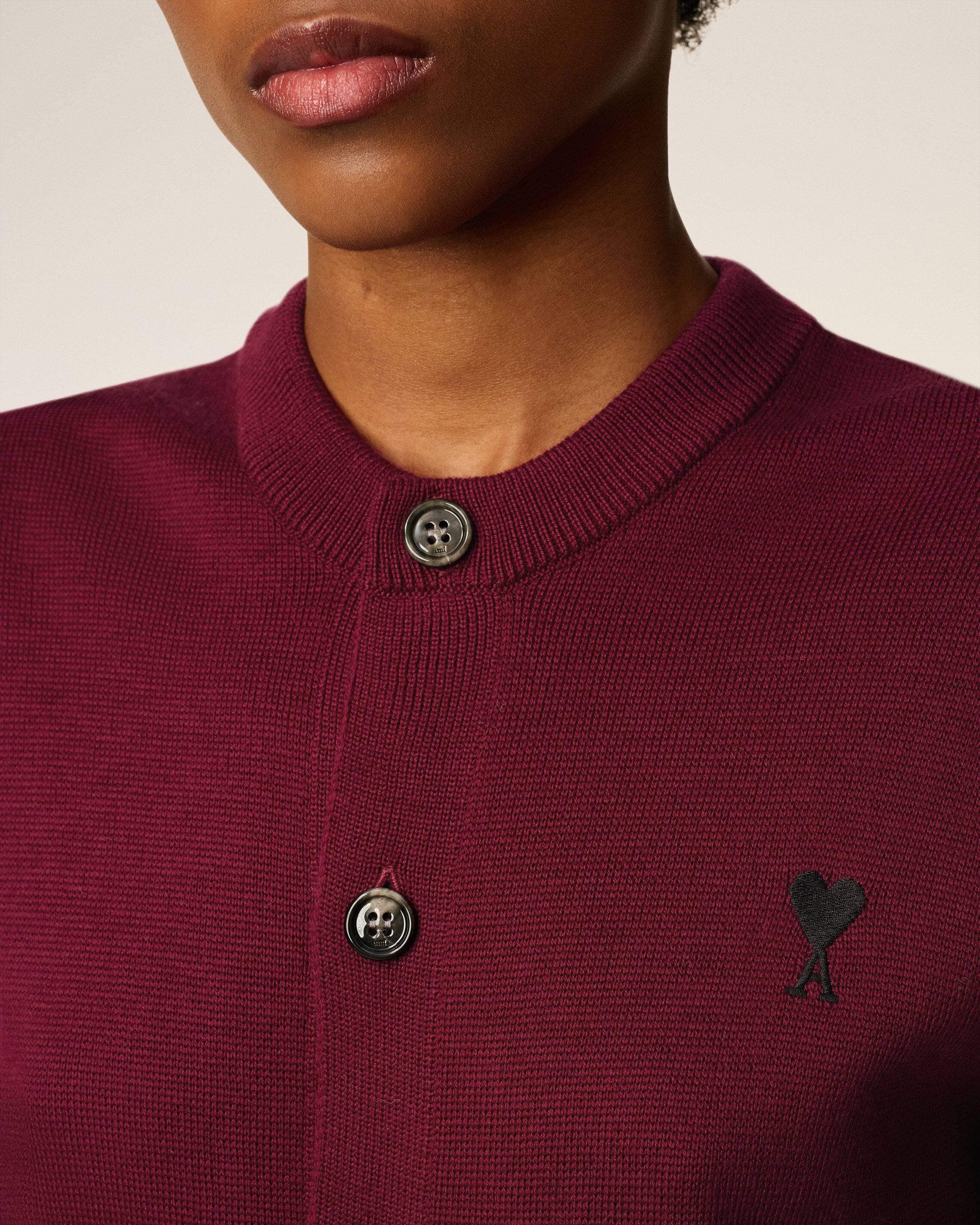 BURGUNDY WOOL AMI DE COEUR CARDIGAN - 4