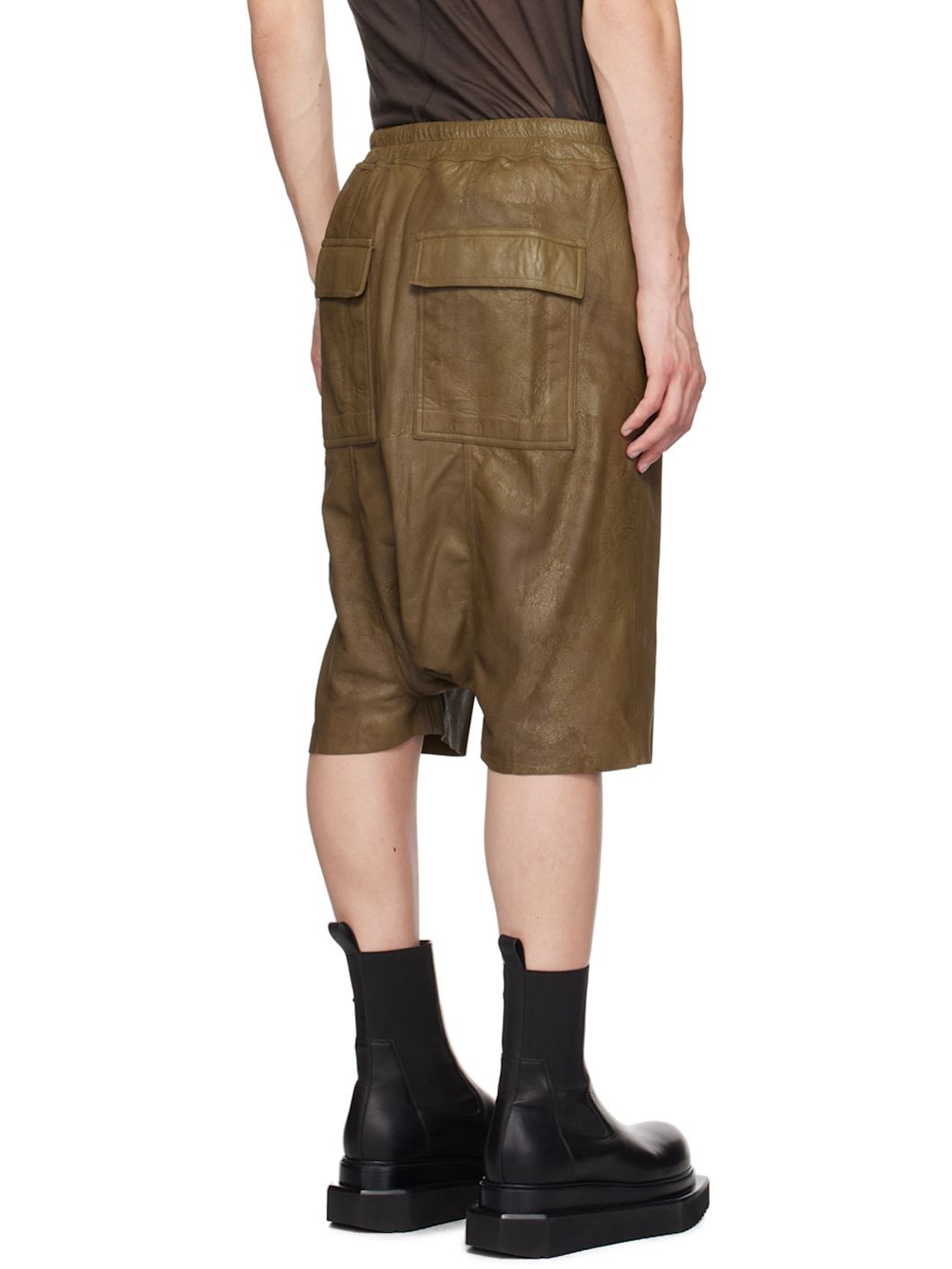 Brown Megablister Leather Shorts - 3
