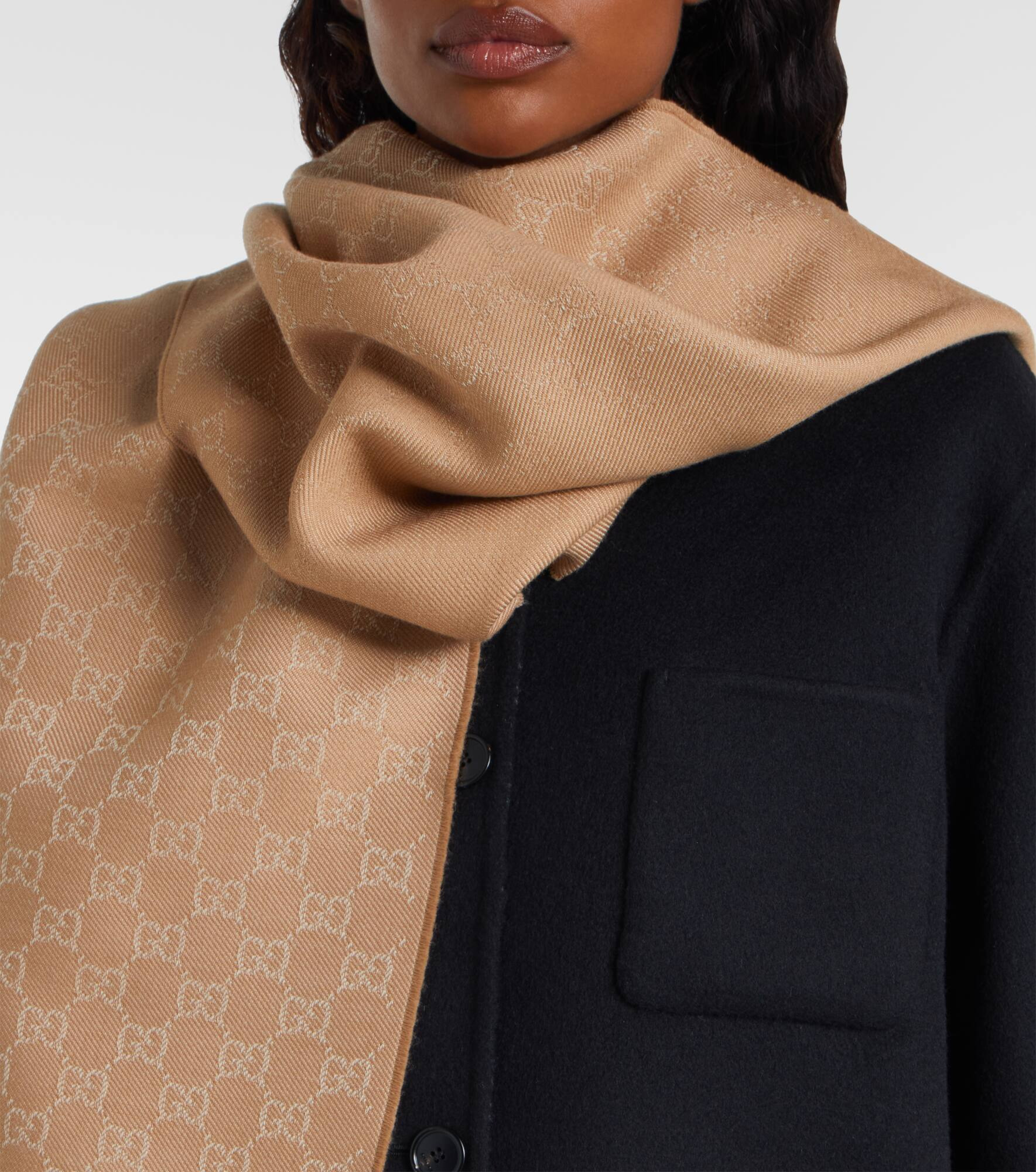 GG wool jacquard scarf - 3