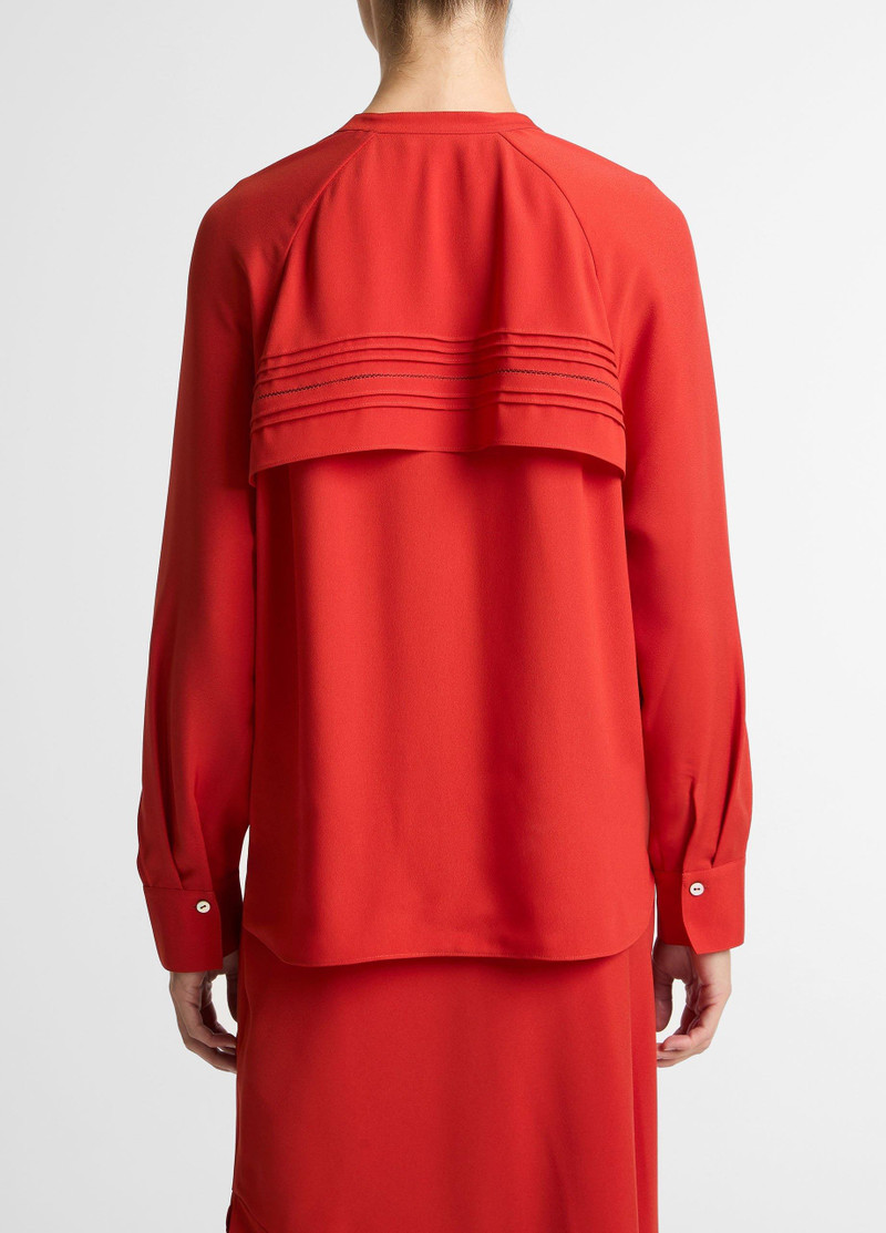 Vince Pintuck Satin Half-Placket Blouse outlook