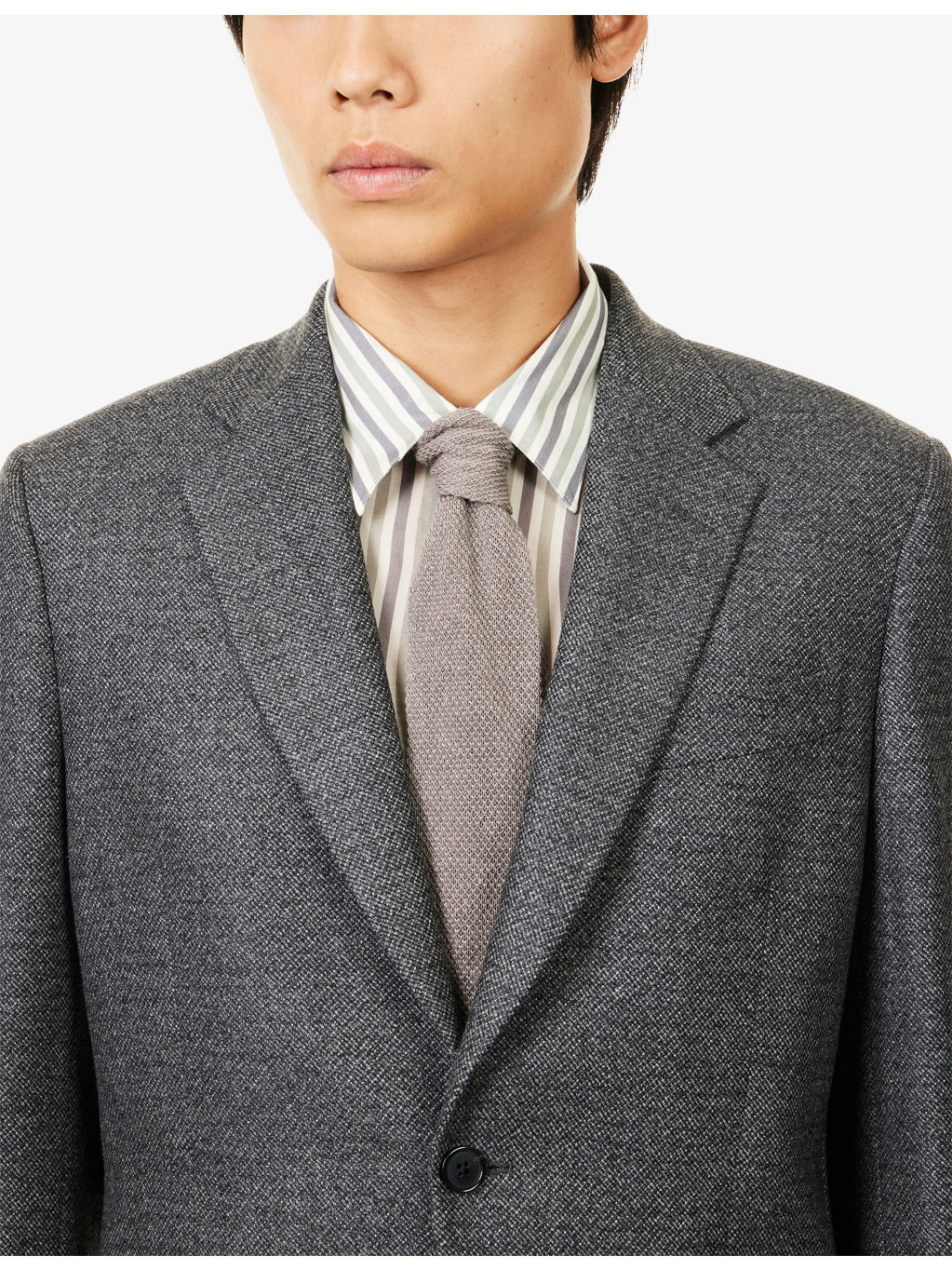 Notched-Lapel Long-Sleeve Wool Jacket - 5