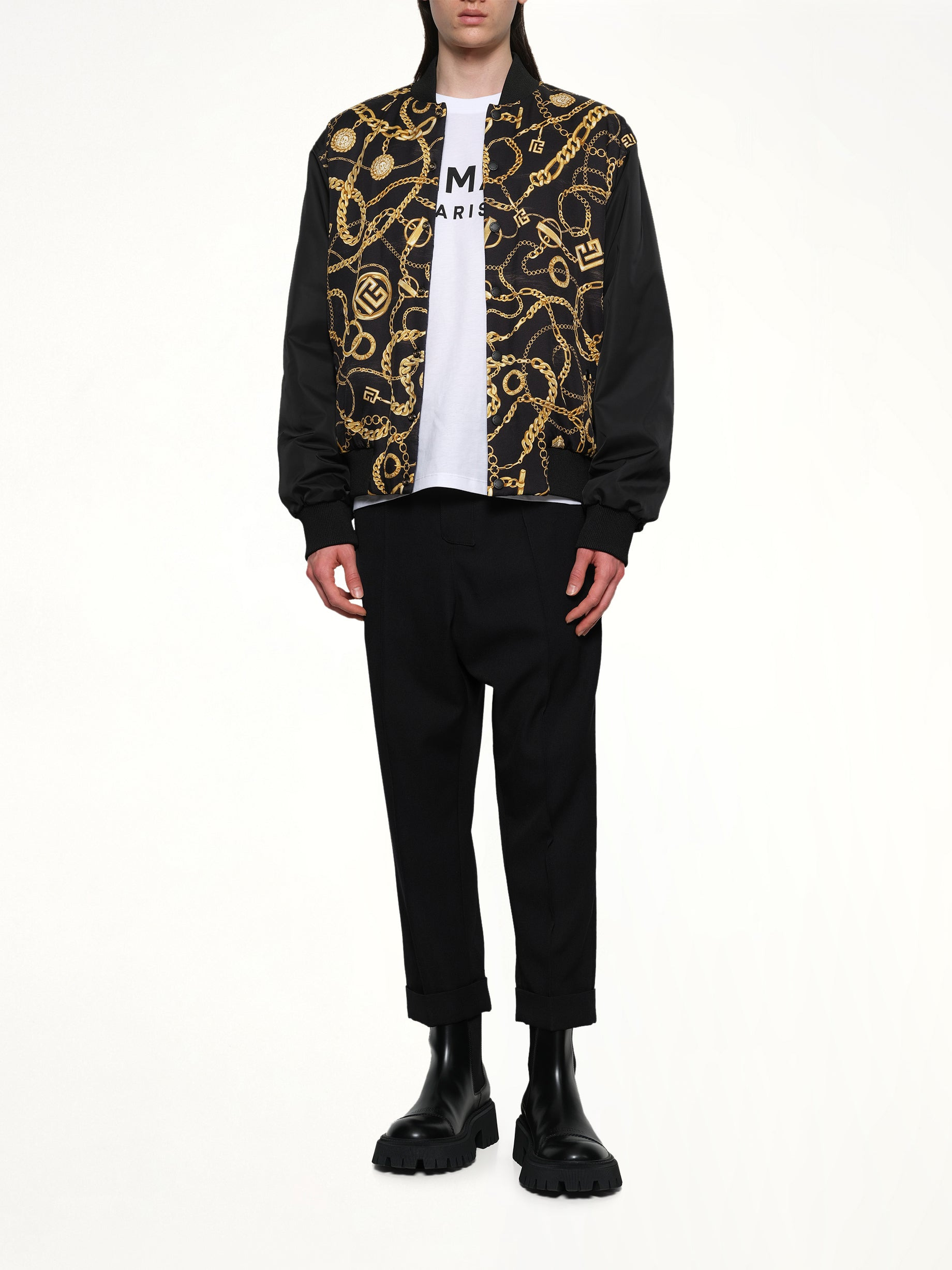 AO Chain&Monogram Reversible Jacket in Black/Gold - 4