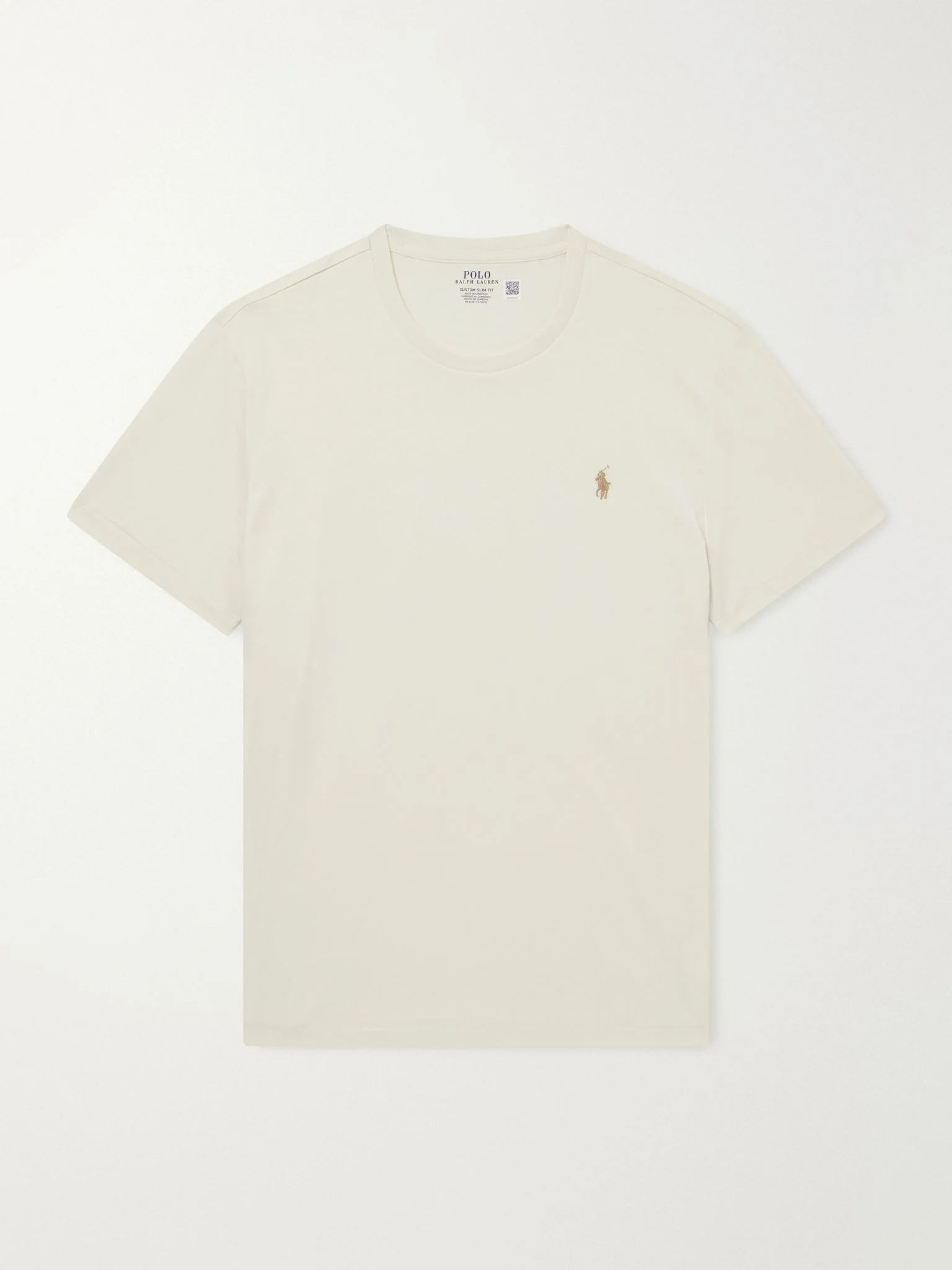 Logo-Embroidered Cotton-Jersey T-Shirt Cream - 1