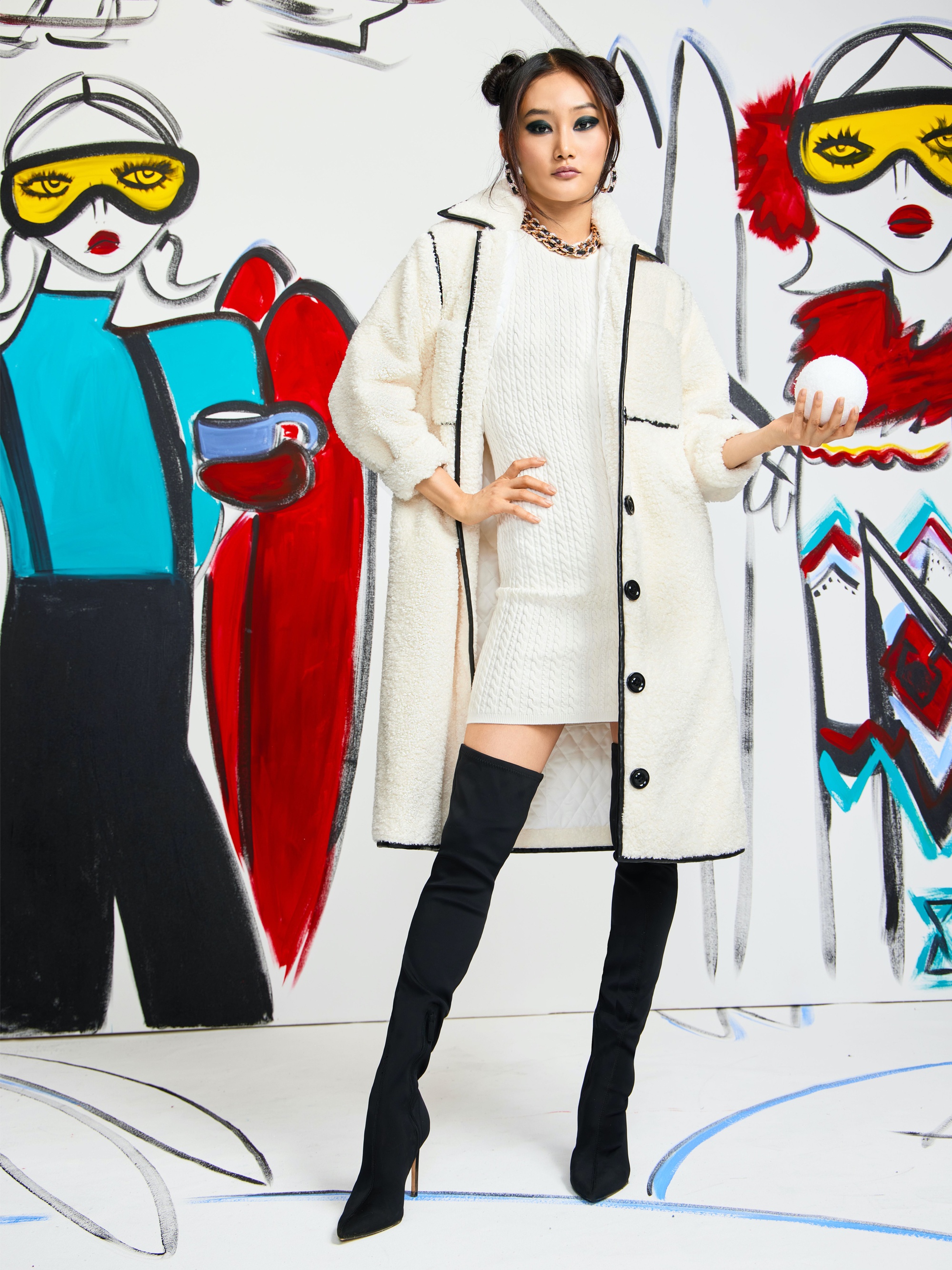 SAMSON FAUX SHEARLING PIPED COAT - 7