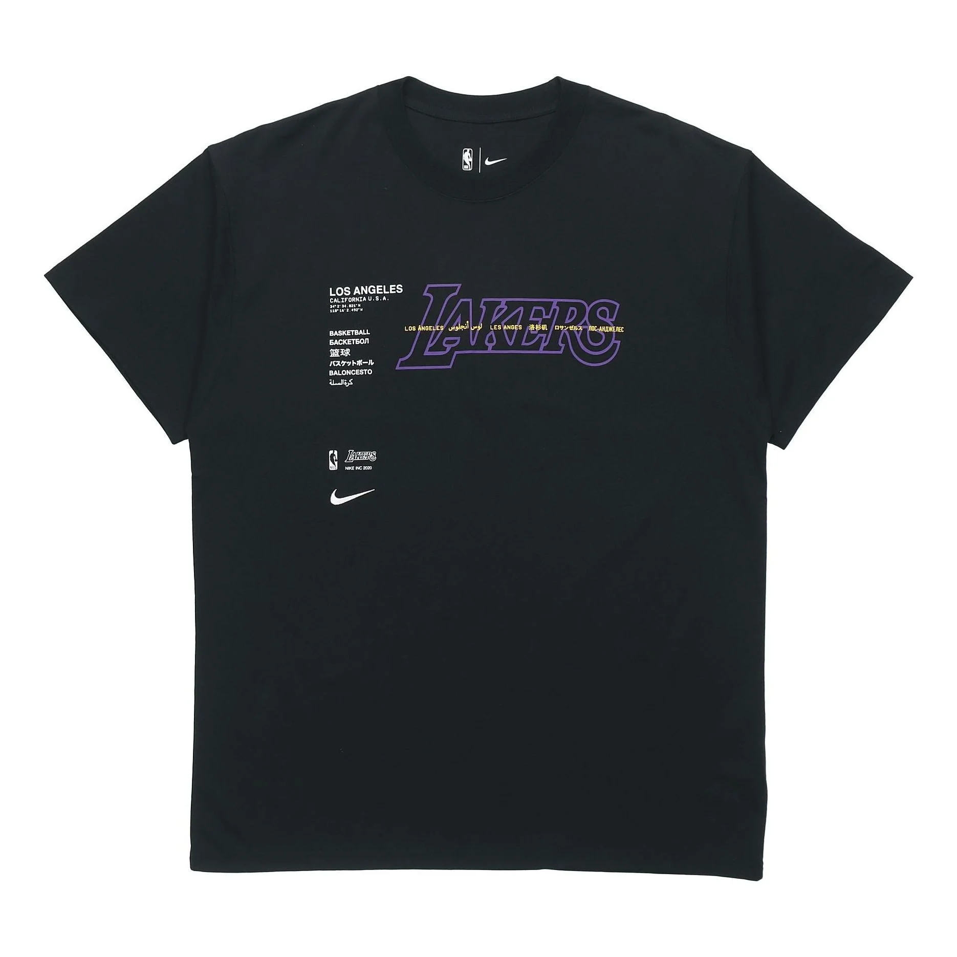 Nike NBA Courtside Los Angeles Lakers 짧은 소매 훈련 검정 CK8028-010 - 1