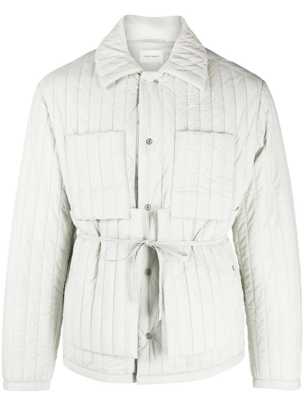 belted quilted shirt jacket - 1