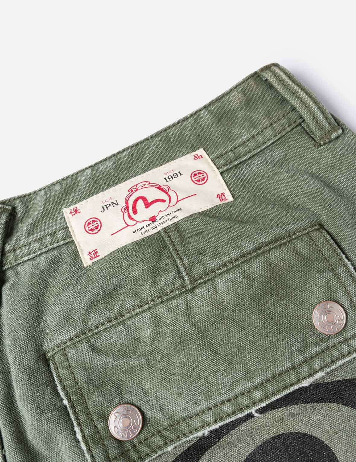 Dual Seagull Print Loose Fit Washed Woven Cargo Joggers - 9