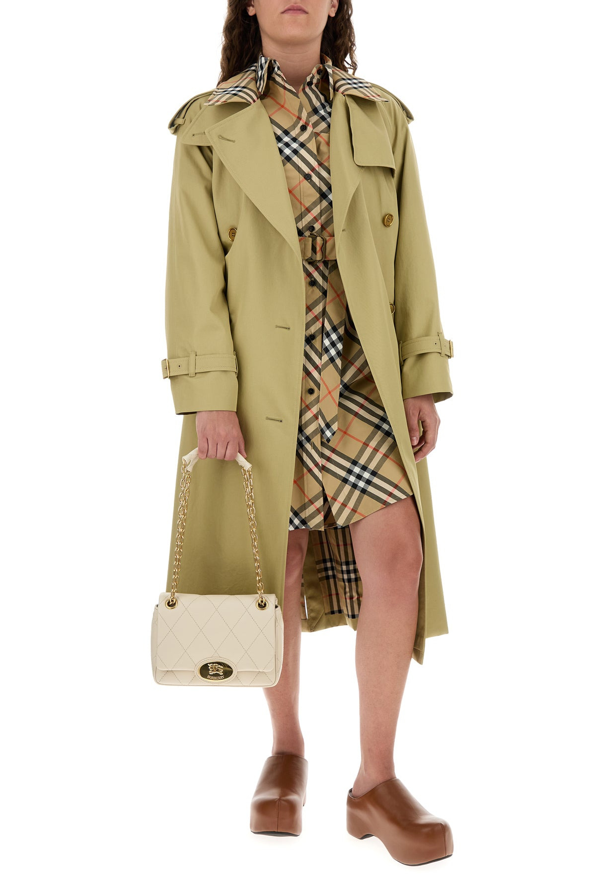 Sage green gabardine trench coat - 6