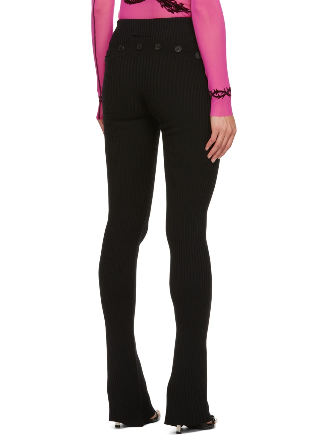 Black Button Lounge Pants - 3