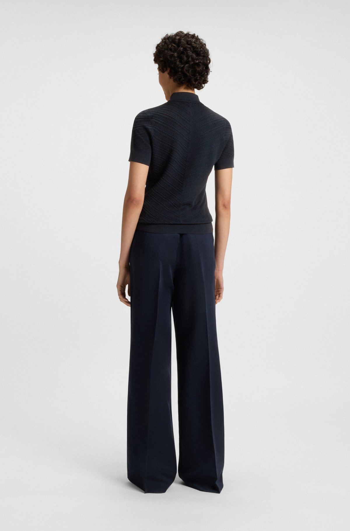 STRUCTURED SWEATER WITH POLO COLLAR - 4