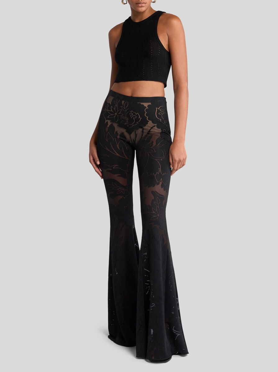 BURNOUT STRETCH JERSEY FLARED TROUSERS - 4