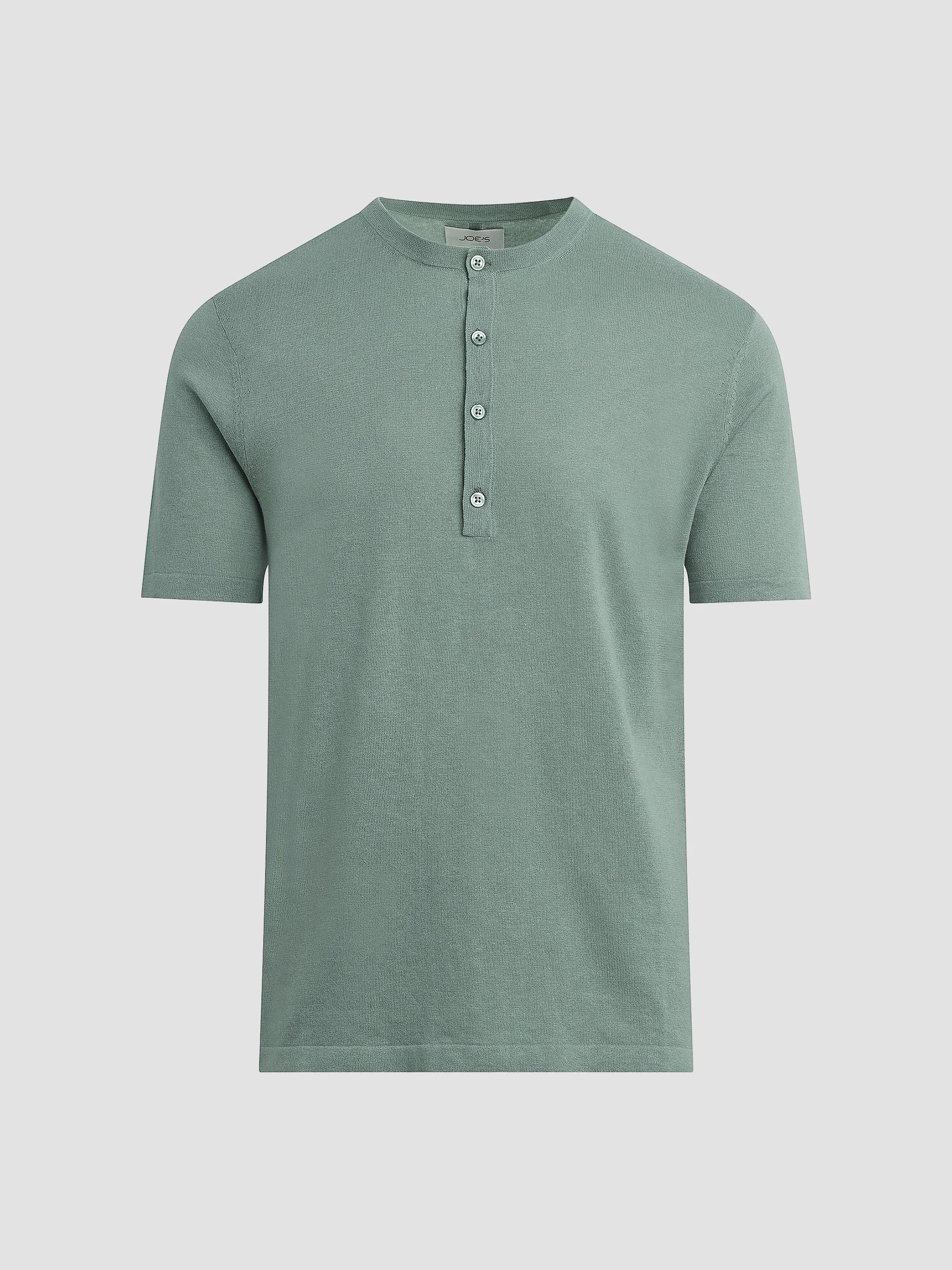 Men's Cotton-Linen Henley - Green Milieu - 1