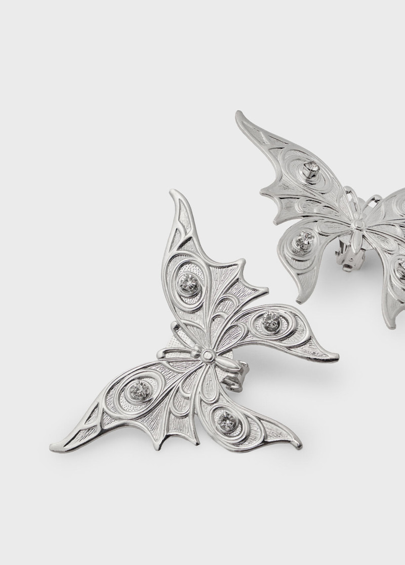 METAL BUTTERFLY EARRINGS WITH GLASS SETTINGS 4
