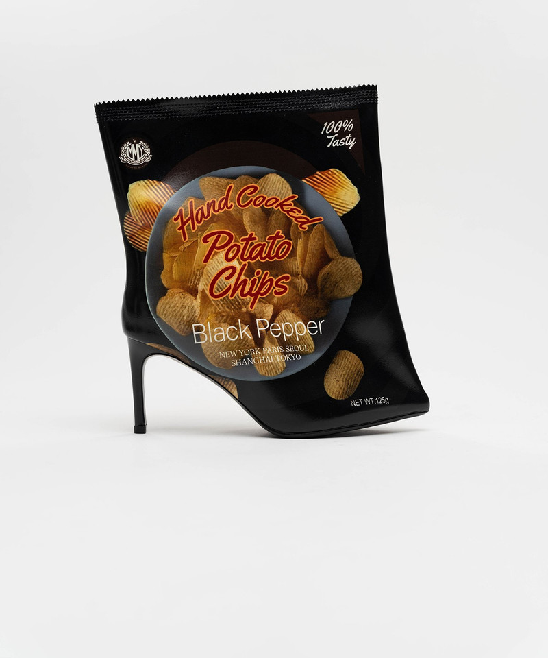Potato Chips Package Detail Pin Heel Boots 5