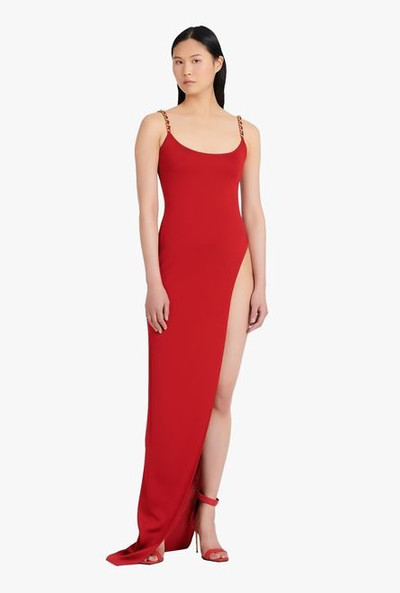 Balmain Long red knit dress outlook