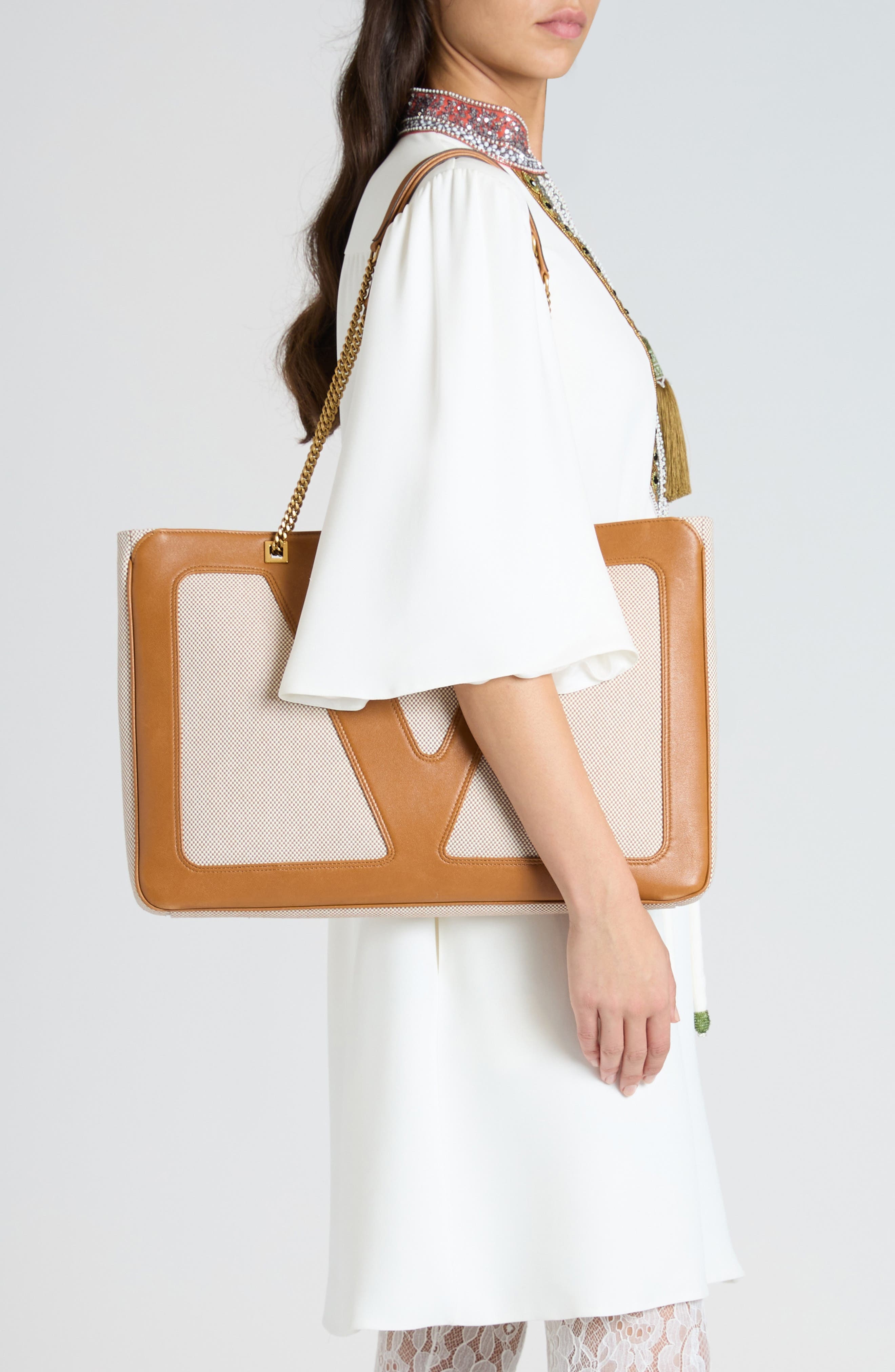 Valentino Garavani Large Viva Superstar Canvas Tote in 9Qr Natural Tobacco/Spice at Nordstrom - 7