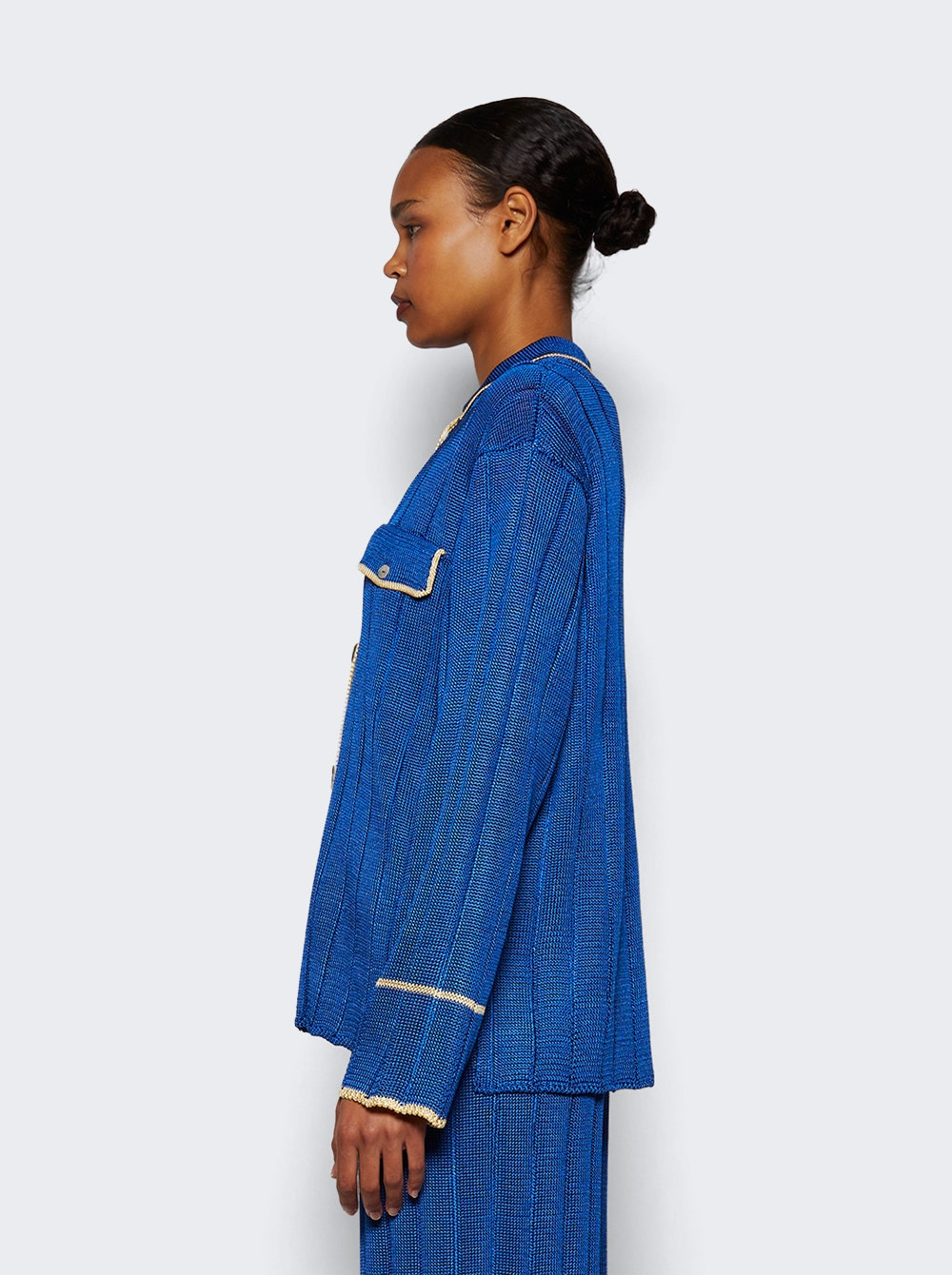 Wide Rib Long Sleeve Top Lapis And Butter - 4