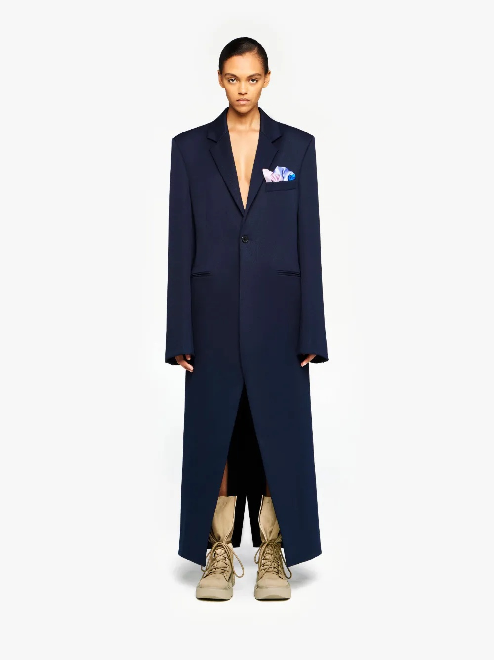 LONG COAT WITH SATIN HANDKERCHIEF - 2