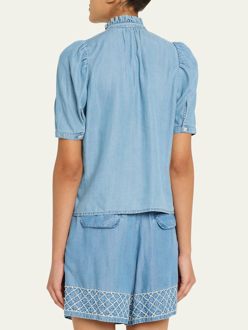 ALIX OF BOHEMIA Winn Chambray Puff-Sleeve Top outlook