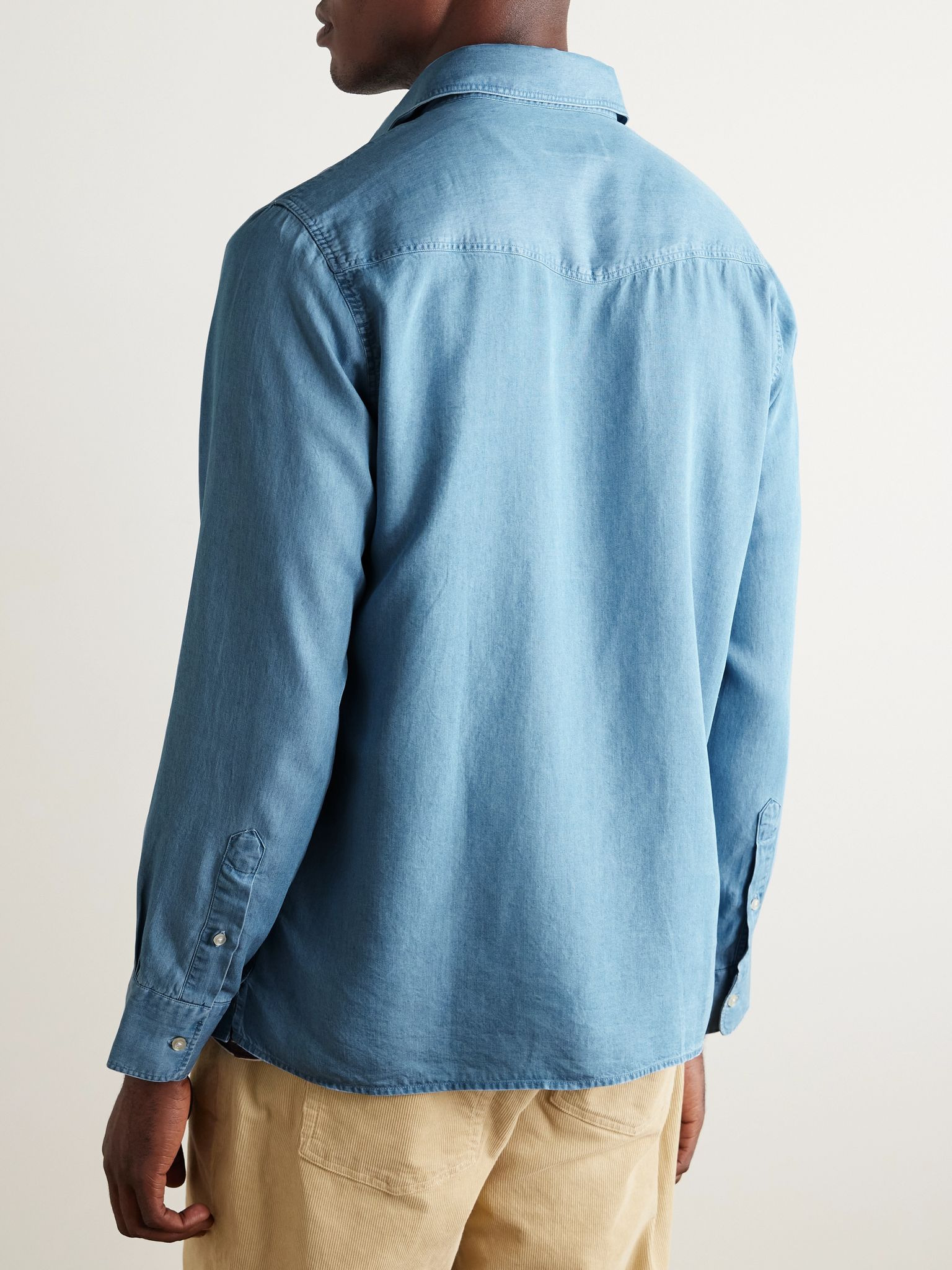 Alex Lyocell-Chambray Shirt Blue - 4