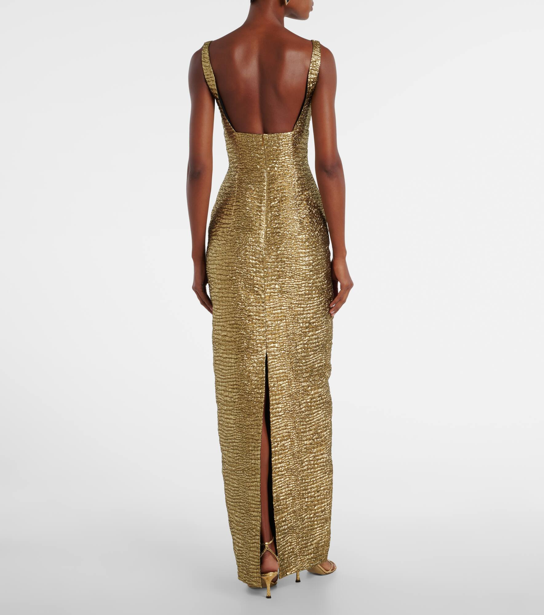 Micheline metallic-effect seersucker gown - 3