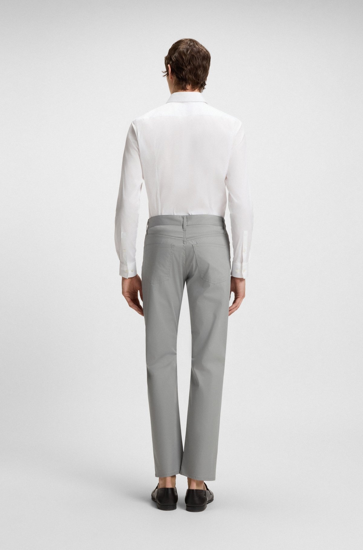 SLIM-FIT TROUSERS IN COTTON, SILK AND STRETCH - 4