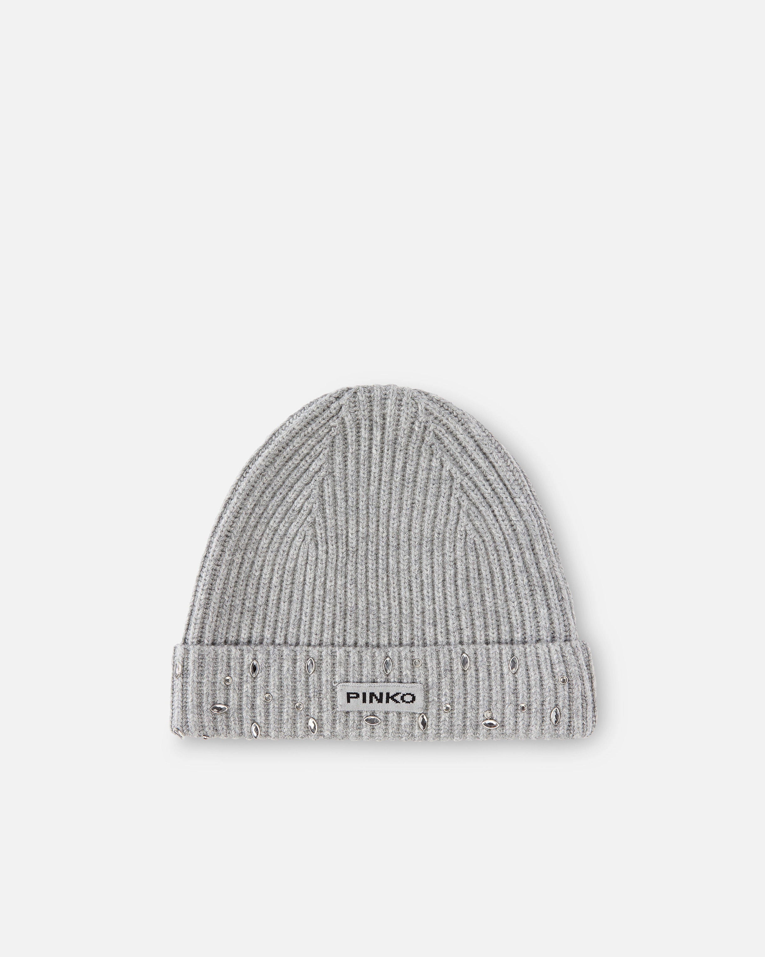 RIBBED BEANIE WITH CRYSTALS - 1