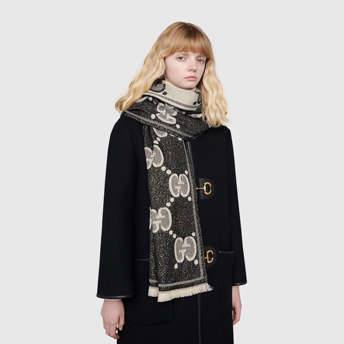 GG wool jacquard scarf - 3