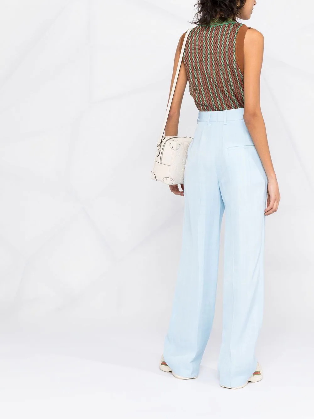 high-waisted wide-leg tailored trousers - 6