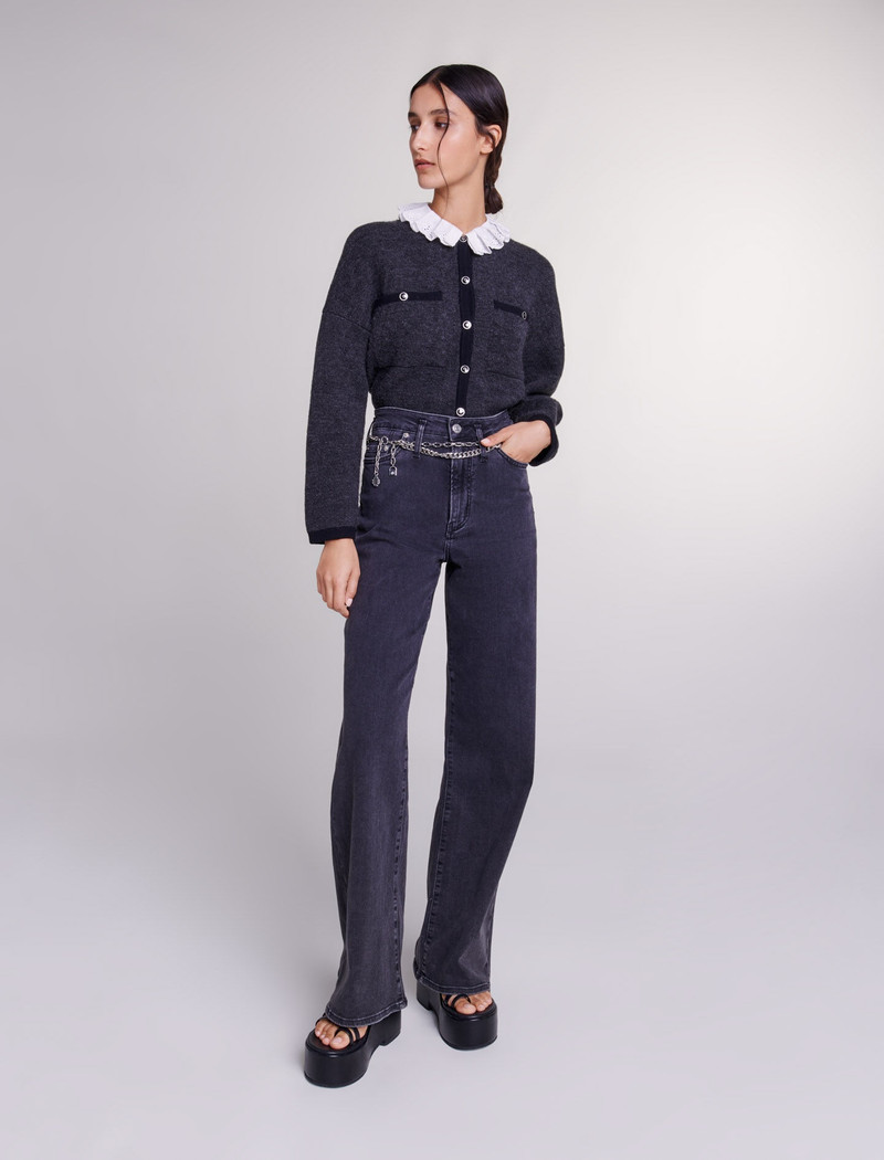 maje Black belted baggy jeans outlook
