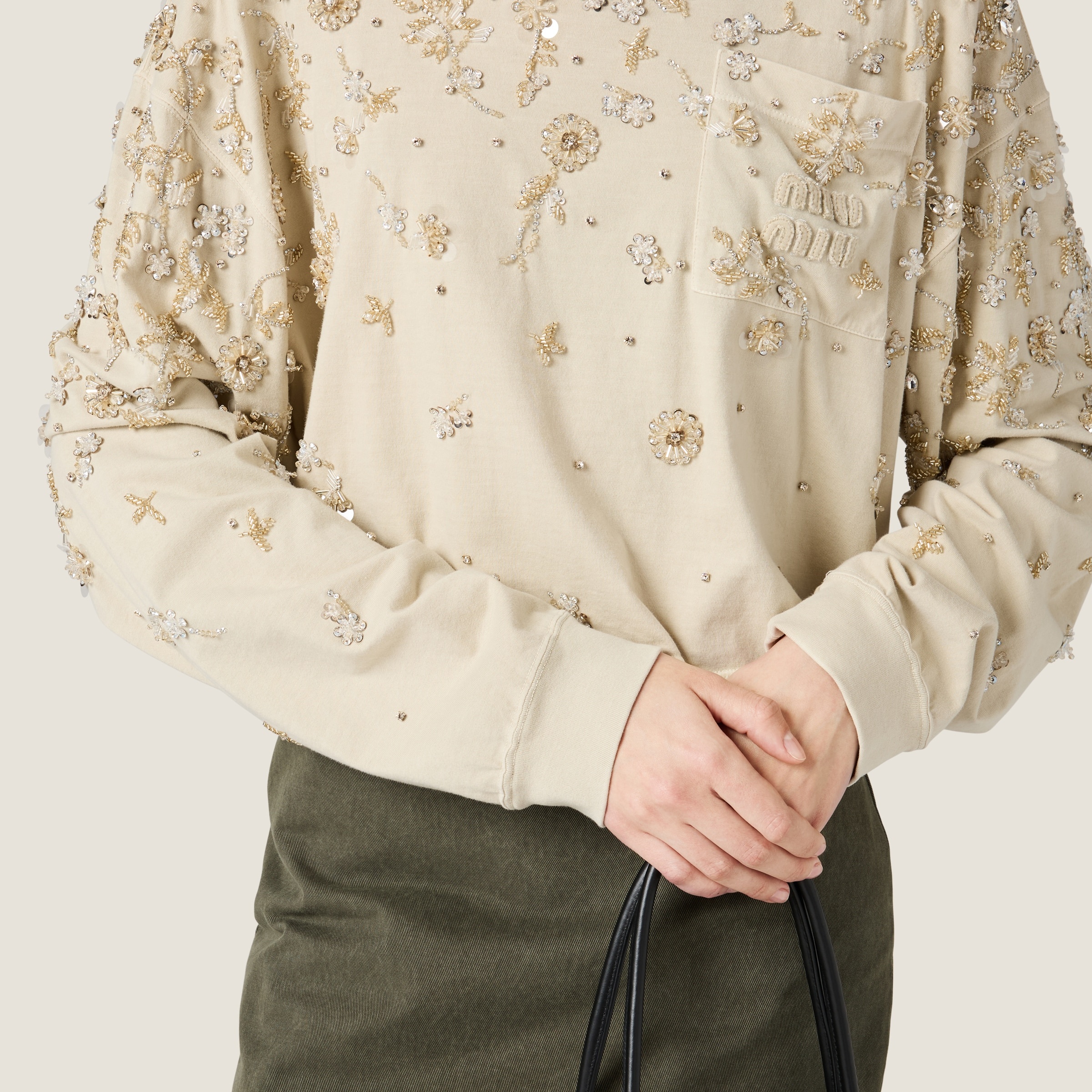 Embroidered garment-dyed jersey T-shirt - 5