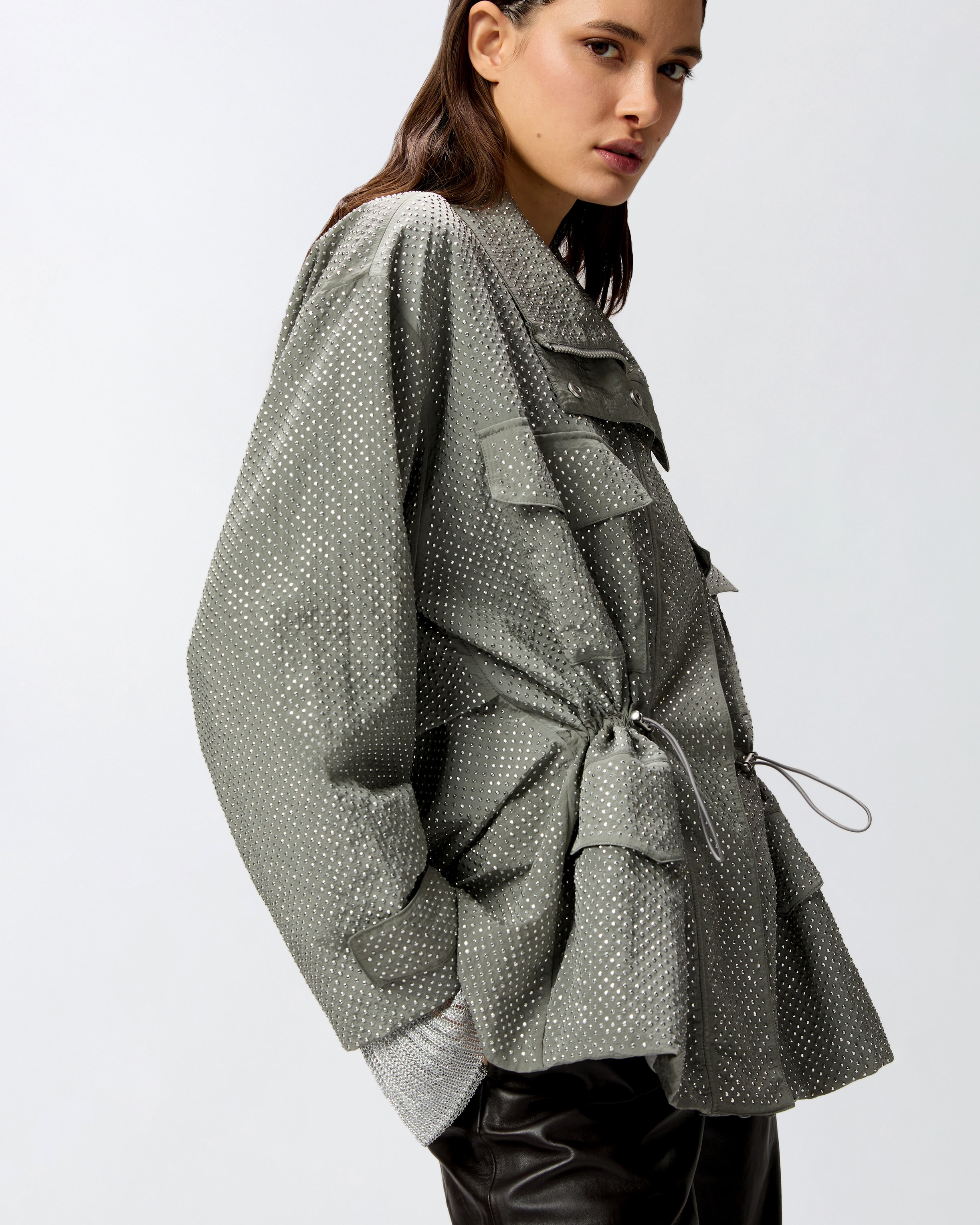 TECHNICAL PARKA WITH RHINESTONE-EFFECT MINI STUDS - 5