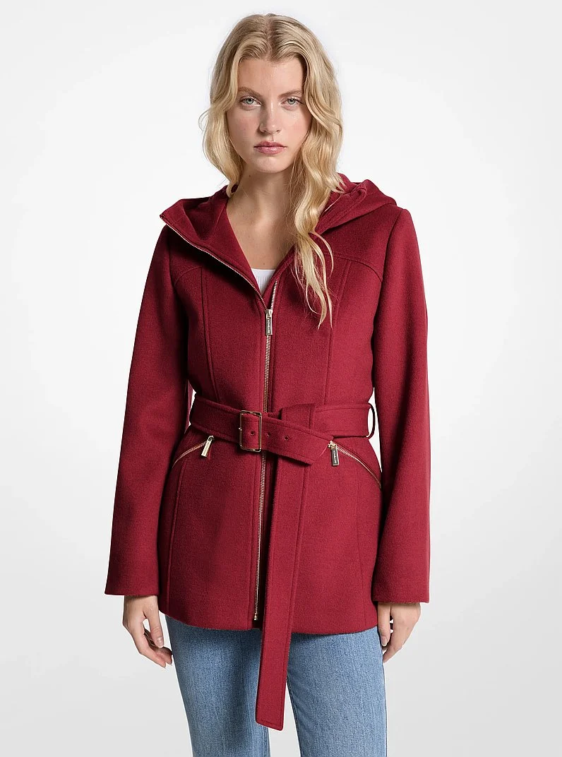 Wool Blend Hooded Coat - 1