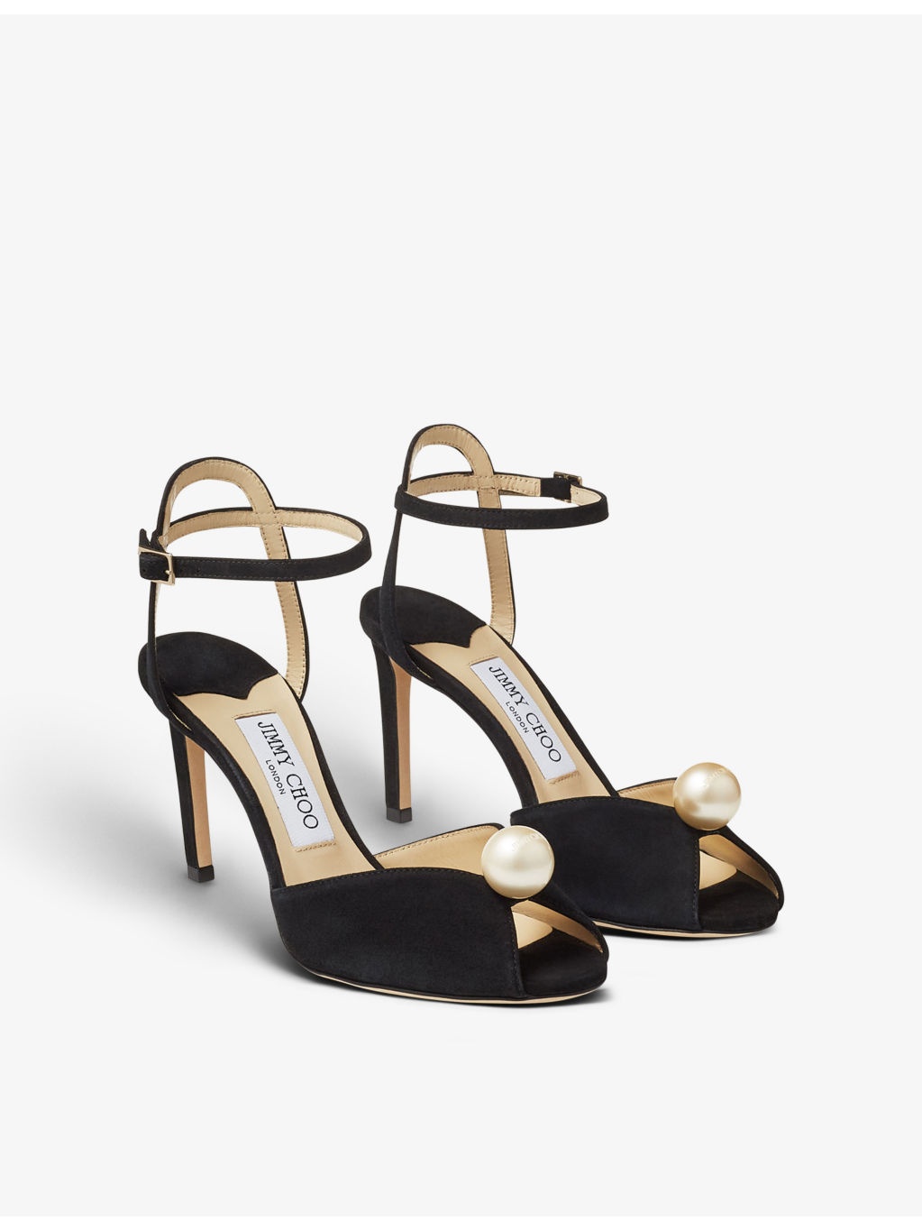 Sacora 85 faux pearl-sphere suede heeled sandals - 3