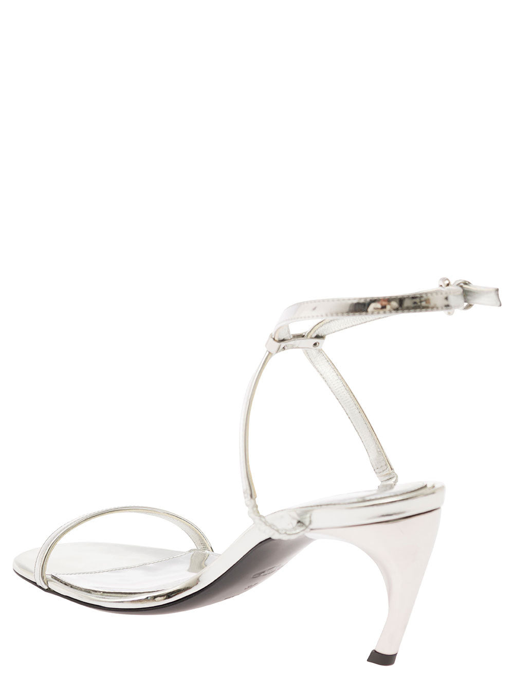 Alexander Mcqueen Women Silver Sandals With Armadillo Heel In Metallic Leather Woman - 3