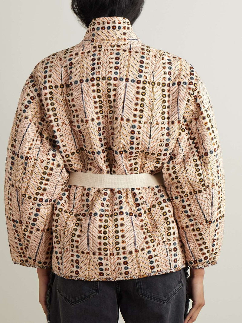 Chancel belted quilted padded printed cotton jacket Ecru 3
