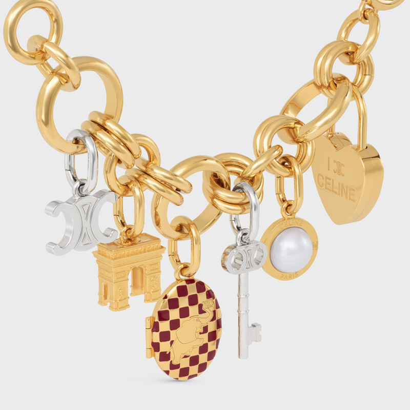 CELINE Celine Charms Triomphe Key in Brass with Rhodium Finish outlook