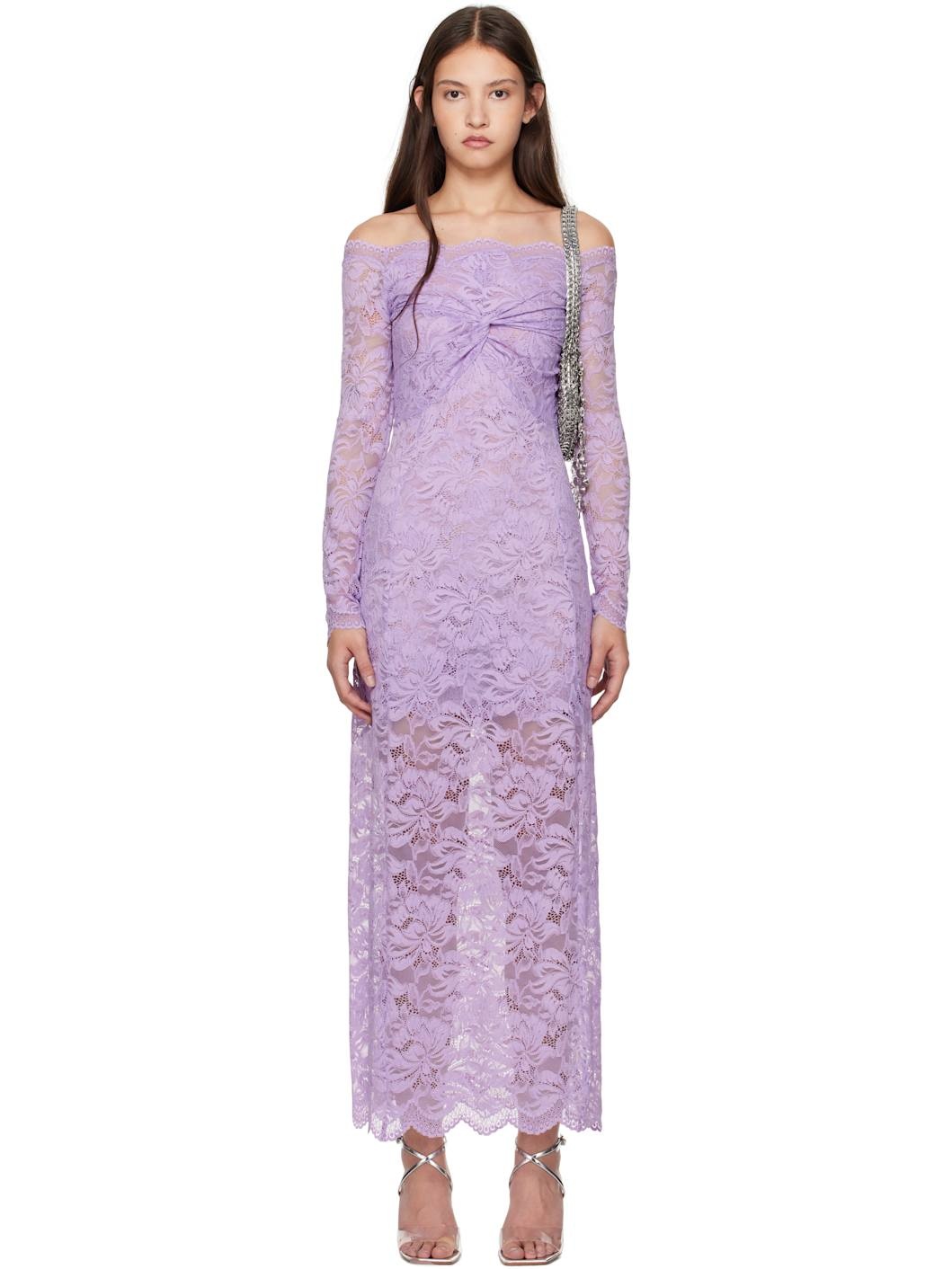 Purple Lace Maxi Dress - 1