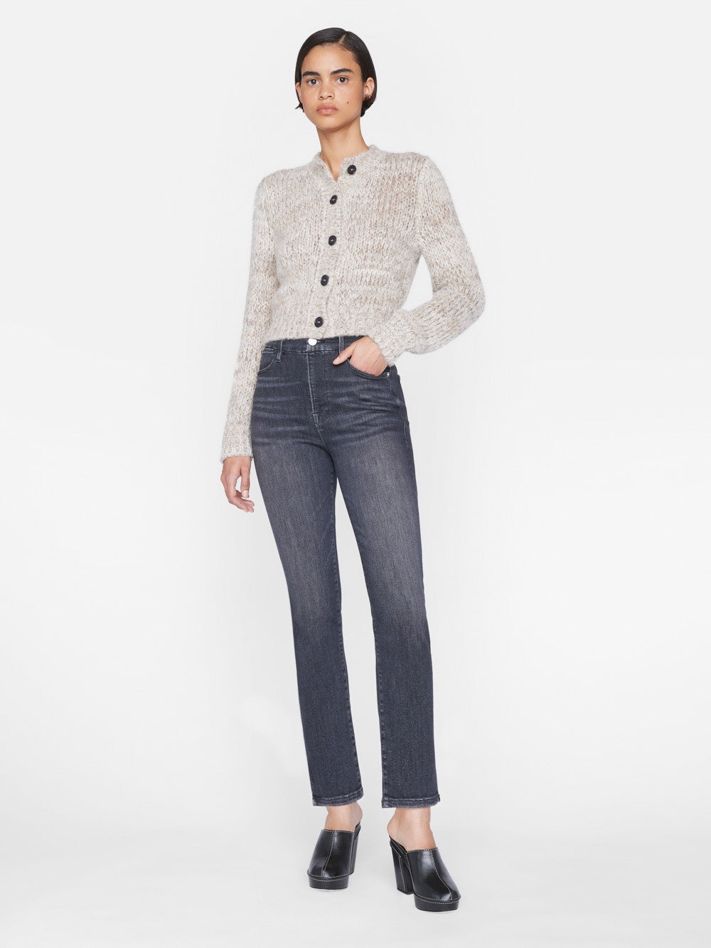Marl Cardi Sweater in Oatmeal Heather Multi - 4