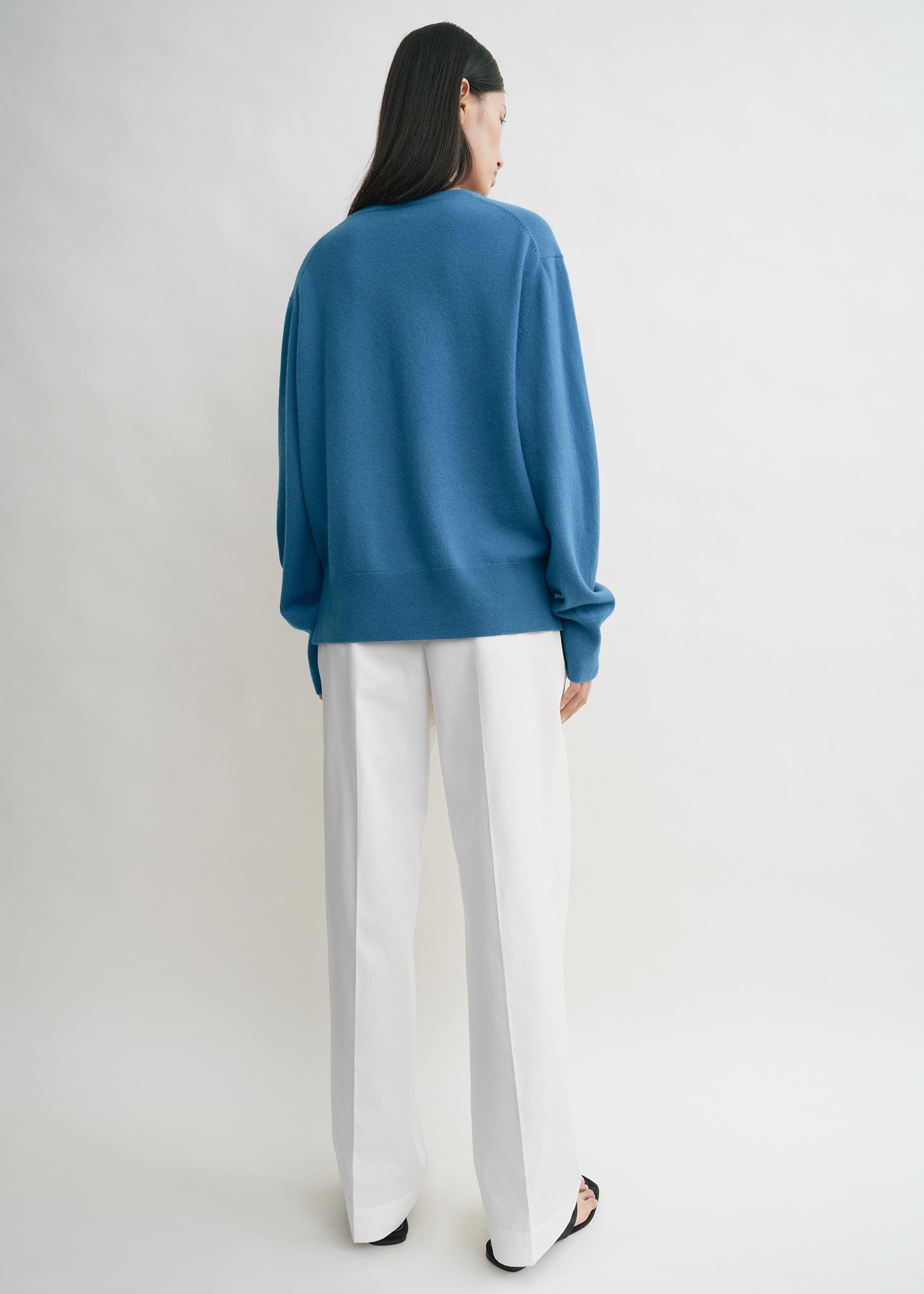 Crew-neck cashmere knit azure - 4