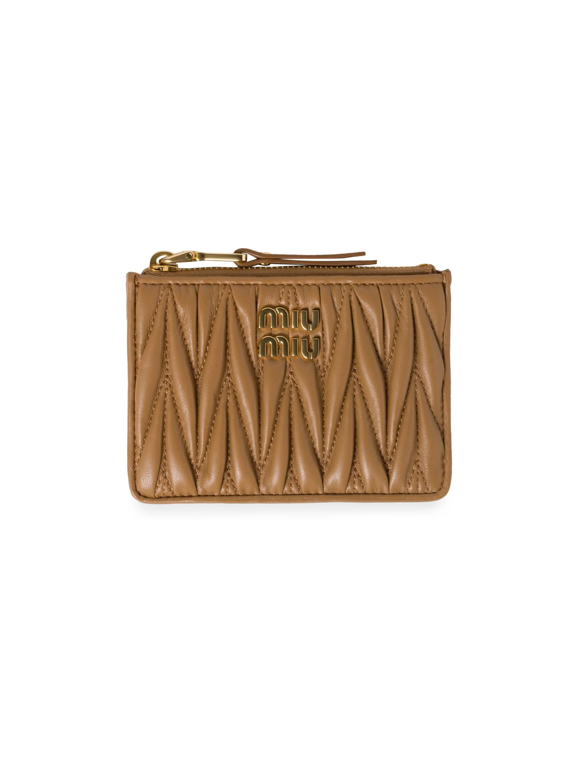 Women's Matelassé Nappa Leather Card Holder - Brown - 1