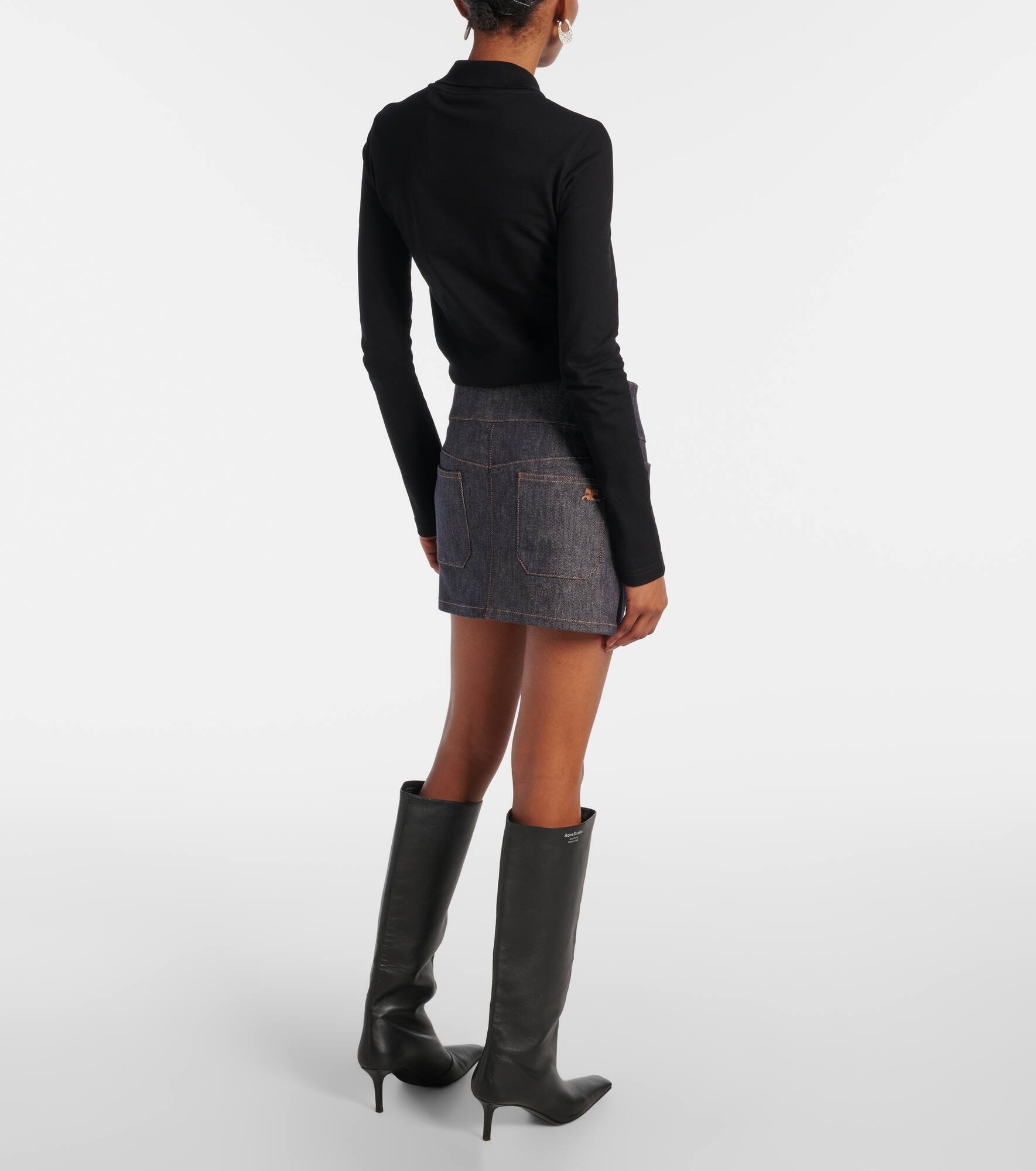 Belted denim miniskirt - 3