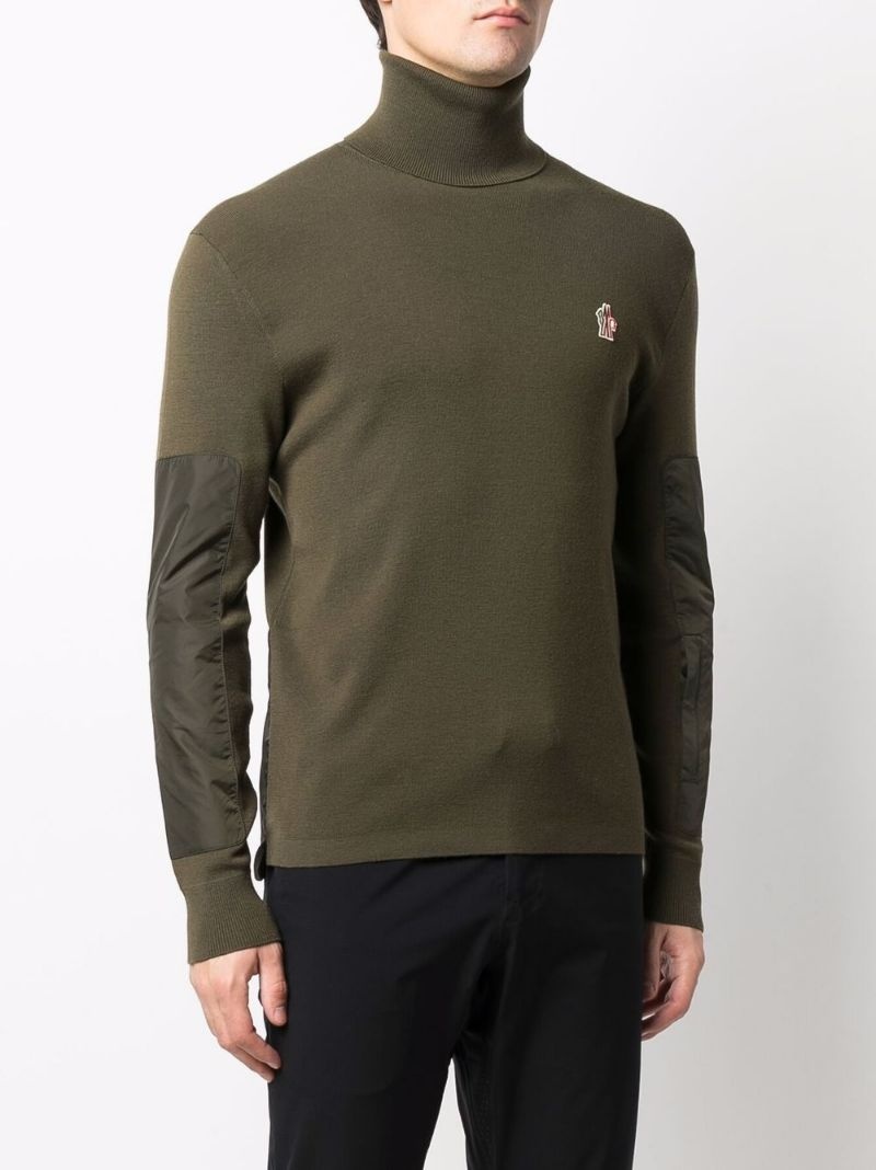 panelled logo-patch knitted jumper - 3