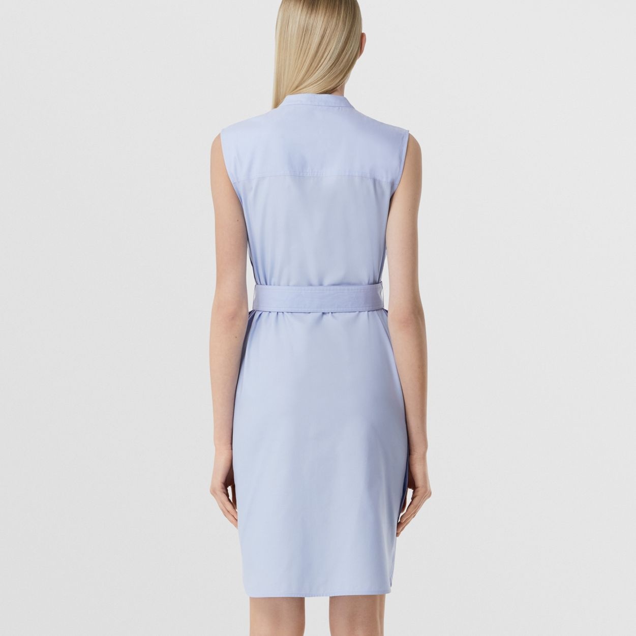 Sleeveless Logo Print Cotton Oxford Shirt Dress - 4