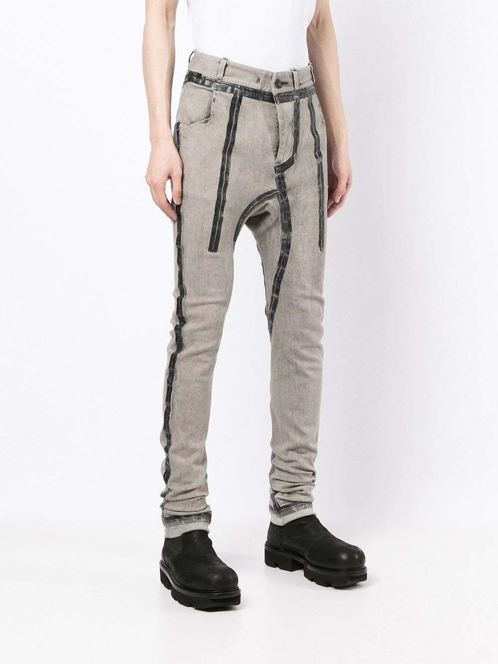 tape detail skinny trousers - 3