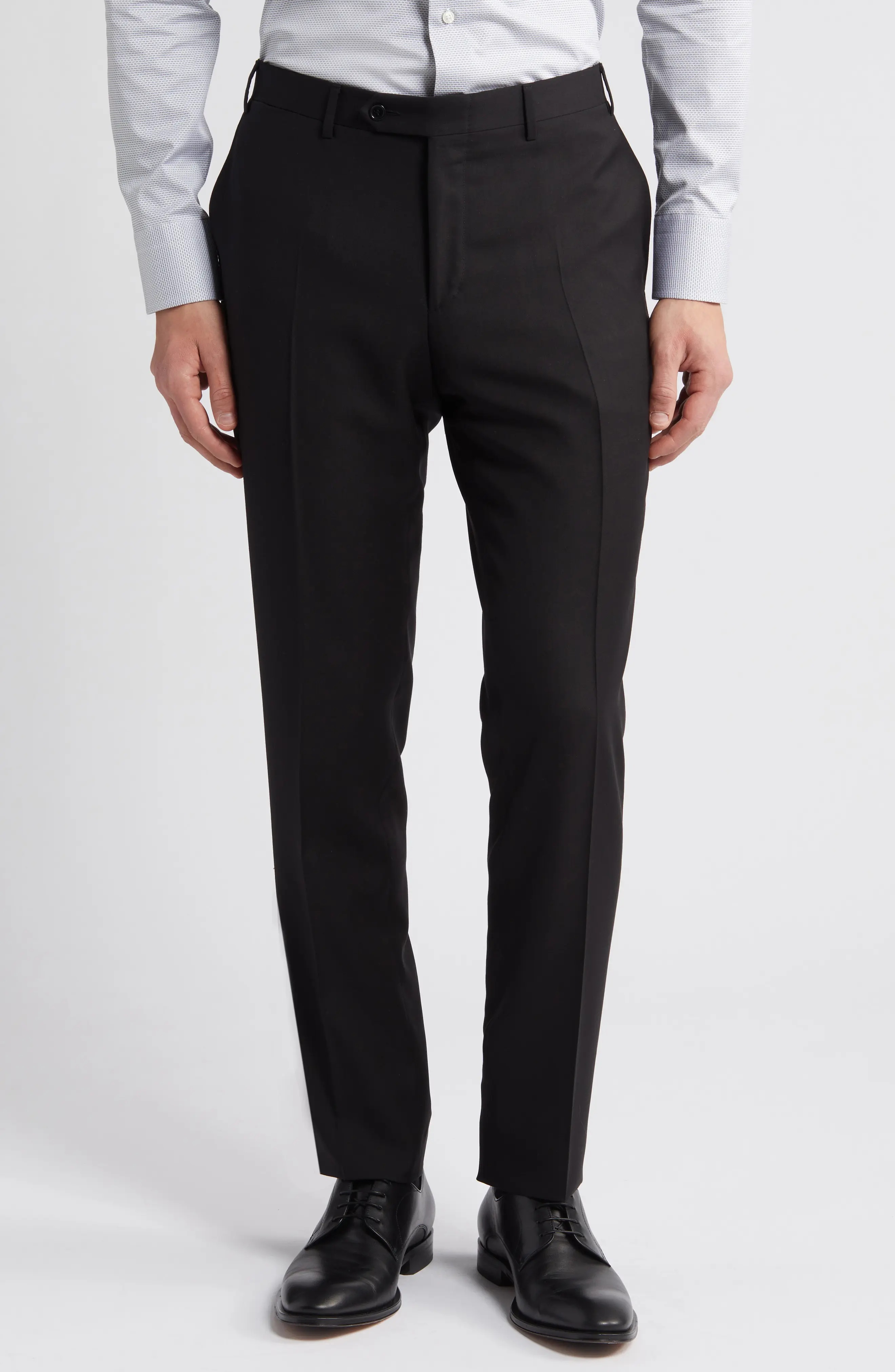 Milano Trim Fit Solid Black Wool Suit - 6