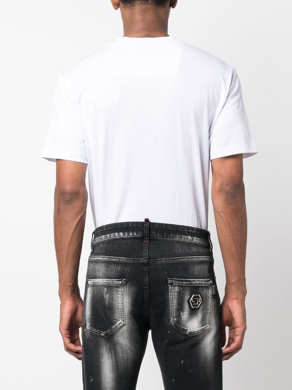 distressed straight-leg jeans - 4